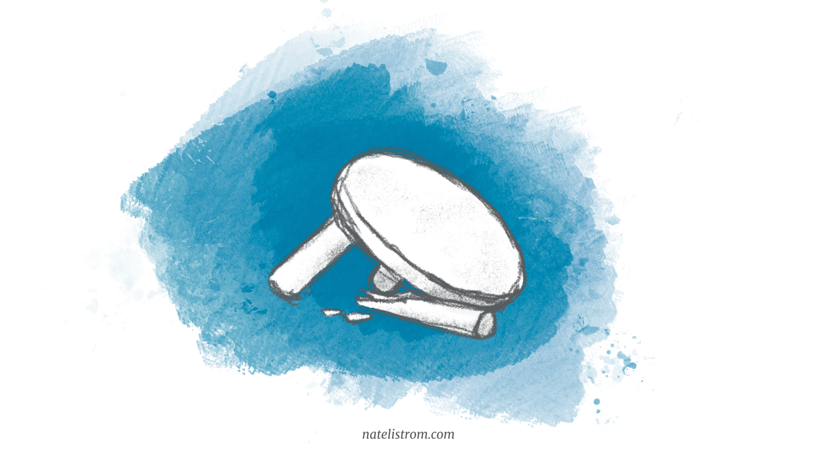An illustration of a three-legged stool with one of the legs broken