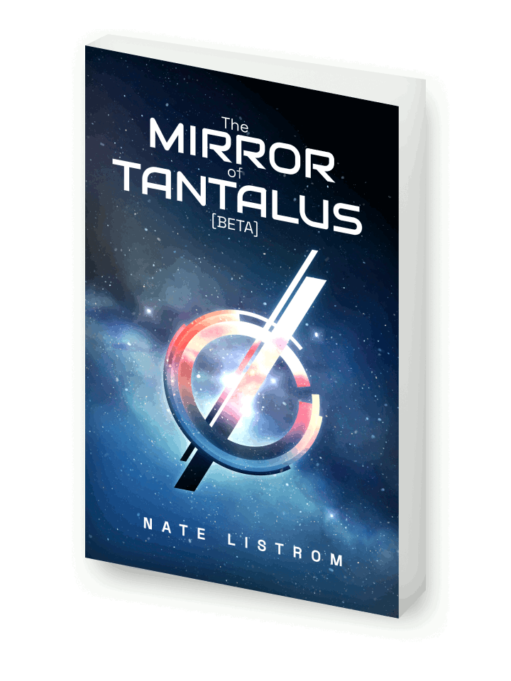 a book cover with a background of stars and a shining, geometric figure in the foreground
